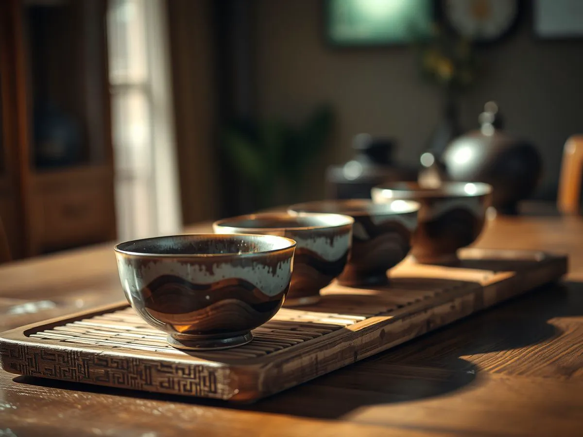 兔毫釉色建盏茶器展示
